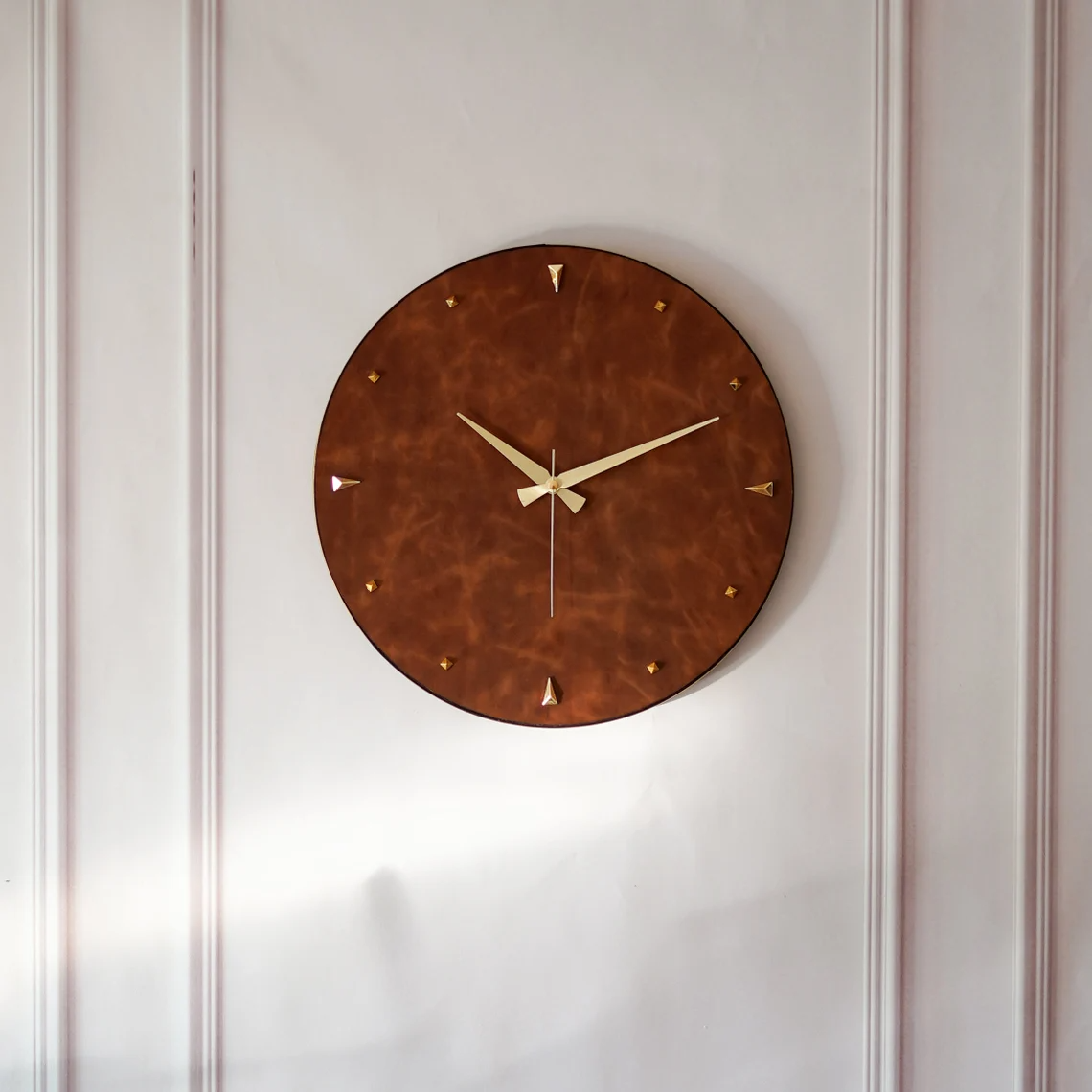 Leather Wall Clock, Black Wall Clock, Unique Wall Clock, Large Wall Clock